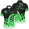 Custom Green Dartboard Fire Flame Men Darts Polo & Quarter-Zip Shirt Custom Team Jersey Darts Gifts