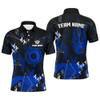 Personalized Blue Grunge Billiard Men Polo Shirts, Best Custom Billiard Jerseys For Pool Player