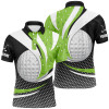 Custom Black Green Golf Pattern Mens Golf Polo Shirts Custom Golf Balls Golf Outfit For Men, Golf Gifts
