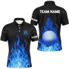 Custom Mens Golf Polo Shirts Custom Golf Ball Fire Flame Golf Outfit For Men, Best Golf Gifts |Blue