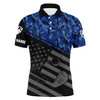 Custom Golf Men Polo Shirt - Black American Flag Patriotic Camo Pattern Custom Name Apparel - Personalized Gift For Golf Lover, Team, 4th July, Patriotic