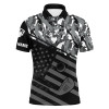 Custom Golf Men Polo Shirt - Black American Flag Patriotic Camo Pattern Custom Name Apparel - Personalized Gift For Golf Lover, Team, 4th July, Patriotic