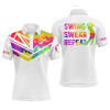 Custom Golf Men Polo Shirt - Watercolor New Zealand Flag Custom Name White Apparel - Personalized Gift For Golf Lover, Team, Golfers - Swing Swear Repeat