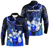 FUNSTUFFPRINT Personalized Men Bowling Polo Shirt, Flame Bowling Ball and Pins, bowling long sleeve for men bowlers-SLSPS-10065