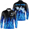 FUNSTUFFPRINT Custom Purple flashes of lightning thunder bowling team long sleeve polo shirt-SLSPS-10076