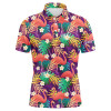 Custom Golf Men Polo Shirt - Custom Name Colorful Flamingo Pattern Tropical Leaves Apparel - Personalized Gift For Golf Lover, Team, Husband, Boyfriend