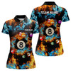 Custom Billiard Balls In Water Fire Personalized 3D Polo Shirts For Women Custom 8 Ball Pool Team Shirts