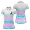 Custom Womens Golf Polo Shirt Rainbow Mermaid Scales Custom Name Pattern Golf Shirts, Ladies Golf Tops