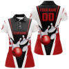 Custom Red Strike Bowling Polo Shirts For Women, Bowling Team Jerseys With Name And Number