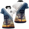 Custom Sunset Personalized Disc Golf Polo Shirt Custom Disc Golf Shirts For Women Disc Golf Basket