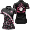 Custom Personalized Bowling Polo Shirts For Women Custom Name Pink Bowling Pattern, Bowling Team Shirts