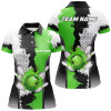 Custom Black White Bowling Fire League Jerseys Custom Bowling Polo, Quarter Zip Shirts For Women | Green