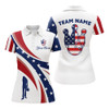 Custom Bowling Polo Shirt Women American Flag Bowling Team Jersey Patriotic Bowling League Shirt