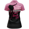 Custom Personalized Women Bowling Polo Shirt, Funny Assy Bowling Girl Pink Bowlers Jersey