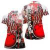 Custom Red Camo Flame Bowling Polo Shirts For Women Custom Bowling Team Jerseys Bowling League