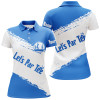 Custom Blue And White Womens Golf Polo Shirts Custom Name Let's Par Tee Golf Tops For Women