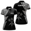 Custom Lightning Tribal Black White Personalized Darts Polo Shirts Darts Jersey For Women
