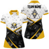 Custom Personalized White Yellow 9 Ball Pool Polo Shirts For Women, Custom Billiard Balls 9 Ball Team Shirts