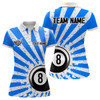 Custom Funny Grunge Billiard 8 Ball Women Polo & Quarter-Zip Shirts Custom Blue 8 Ball Pool Jerseys Attire