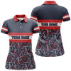 Custom Women Bowling Polo Shirts Custom Name Red And Blue Vintage Bowling Team Bowlers Jerseys