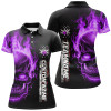 Custom Flame Skull American Flag Custom Team Bowling Shirts For Women, Patriotic Bowling Shirt