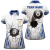 Custom Personalized 8 Ball Broke Wall Billiard Polo Shirts For Women, Custom Funny Billiards Shirts