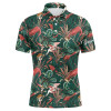 Custom Golf Men Polo Shirt - Custom Name Flamingo Green Tropical Jungle Pattern Apparel - Personalized Gift For Golf Lover, Team, Husband, Boyfriend