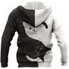 FUNSTUFFPRINT   Yin Yang Black & White Cat 3D Hoodie and Zip Hoodie