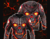 FUNSTUFFPRINT  Skull 3D Hoodie Skull Eyes On Fire 3D Hoodie and Zip Hoodie