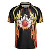 Bowling Men Polo Shirt - Flame Tenpin Bowling Polo Shirt For Men - Perfect Gift For Friend, Family, Bowling Lover