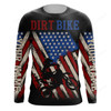 FUNSTUFFPRINT Custom Patriotic Motocross Jersey, UPF 30+, Extreme Motocross Racing 3D LONG SLEEVE SHIRT