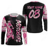 FUNSTUFFPRINT Custom Moto Girl personalized jersey UPF30+ motocross girl pink camo dirt bike riding shirt women bikers 3D LONG SLEEVE SHIRT