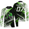FUNSTUFFPRINT Custom Motocross Jersey, Custom Green Dirt Bike Shirt For Men Women, Off-road Racing 3D LONG SLEEVE SHIRT