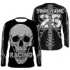 FUNSTUFFPRINT Custom Skull Racing  jersey, cool biker  skull riders motorcycle racewear 3D LONG SLEEVE SHIRT