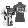Custom Golf Men Polo Shirt - Custom Name Black White Apparel - Personalized Gift For Golf Lover, Team - Black White Swing Swear Drink Repeat