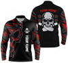 FUNSTUFFPRINT Custom Skull Bowling Polo Shirts For Team, Bowling Long Sleeve 3D Shirt for men and women