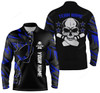 FUNSTUFFPRINT Custom Skull Bowling Polo Shirts For Team, Bowling Long Sleeve 3D Shirt for men and women