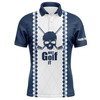 Custom Golf Men Polo Shirt - Blue And White Golf Skull Custom Name Apparel - Personalized Gift For Golf Lover, Team, Golfer - Just Golf It