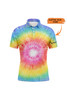 Custom Golf Men Polo Shirt - Rainbow Coloured Tie Dye Painted Pattern Custom Name Apparel - Personalized Gift For Golf Lover, Team, Male Players, Golfer