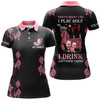 Custom Pink Leopard Womens Golf Polo Shirts Custom Name Funny Golf Wine That's What I Do, I Play Golf