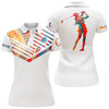 Custom Womens Golf Polo Shirt Watercolor American Flag Custom Name White Golf