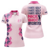 Custom Funny Womens Golf Polo Shirts Custom Name I Hate Golf Nice Shot I Love Golf, Personalized Golf Gifts