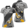 Custom 9 Ball Skeleton Custom Billiard Polo & 1/4 Zip Shirts For Women, Funny 9 Ball Pool Billiard Jerseys