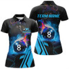 Custom Billiard 8 Ball Flame Blue Version 3D Printed Women Polo Shirts Best Custom Pool Team Jerseys Shirts