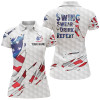 Custom Swing Swear Drink Repeat American Flag Golf Polo Shirt Custom Patriotic Golf Shirts For Women