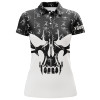 Custom Black And White Womens Golf Polo Shirts Custom Funny Skull Golf Pattern Shirts For Ladies, Golf Gifts