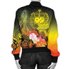FUNSTUFFPRINT Custom Samoa Women’s Bomber Jacket- Humpback Whale with Tropical Flowers (Yellow)- BN18 Bomber Jacket 3D Bomber Jacket