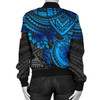 FUNSTUFFPRINT American Samoa Polynesian Bomber Jacket (Women) – Blue Turtle – BN15 Bomber Jacket 3D Bomber Jacket
