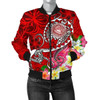 FUNSTUFFPRINT American Samoa Polynesian Women’s Bomber Jacket – Turtle Plumeria (Red) – BN18 Bomber Jacket 3D Bomber Jacket