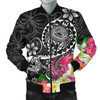 FUNSTUFFPRINT Bomber Jacket American Samoa Polynesian – Turtle Plumeria (Black) – BN18 Bomber Jacket 3D Bomber Jacket